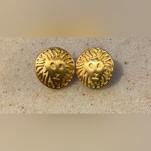 Anne Klein Gold Lion Face Earrings